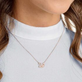 Collar de cisne, rosa, chapado en oro rosa