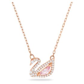 Collar de cisne, rosa, chapado en oro rosa