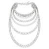 Collar en capas Millenia con cortes variados, blanco, chapado en rodio Collar en capas Millenia con cortes variados, blanco, chapado en rodio