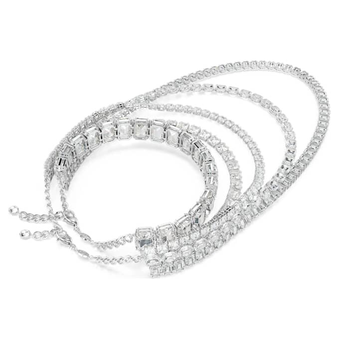 Collar en capas Millenia con cortes variados, blanco, chapado en rodio Collar en capas Millenia con cortes variados, blanco, chapado en rodio