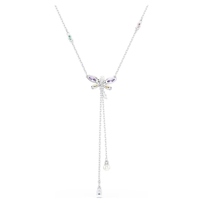 Collar en Y Ariana Grande X Swarovski con cortes variados, libélula, multicolor, chapado en rodio Collar en Y Ariana Grande X Swarovski con cortes variados, libélula, multicolor, chapado en rodio