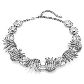 Collar «Feather» de la Colección Viena, blanco, chapado en rutenio Collar «Feather» de la Colección Viena, blanco, chapado en rutenio