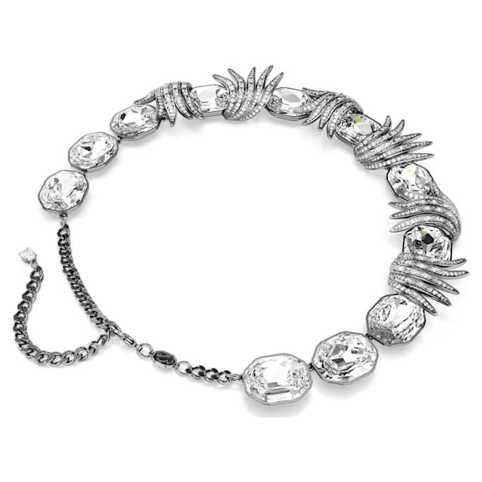Collar «Feather» de la Colección Viena, blanco, chapado en rutenio Collar «Feather» de la Colección Viena, blanco, chapado en rutenio