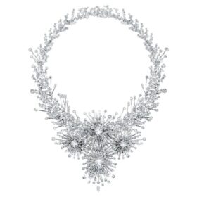 Collar Galaxy con diamantes cultivados en laboratorio, 156,62 Ct en total, formas variadas, oro blanco de 18 quilates