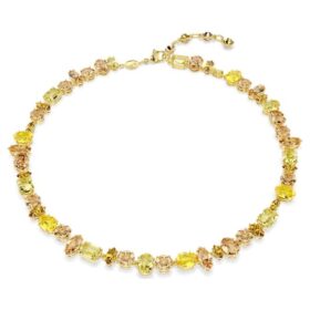 Collar Gema con cortes variados, amarillo, chapado en tono dorado