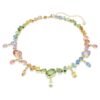 Collar Gema con cortes variados, cristales colgantes, multicolor, chapado en tono dorado Collar Gema con cortes variados, cristales colgantes, multicolor, chapado en tono dorado