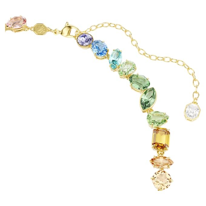 Collar Gema con cortes variados, cristales colgantes, multicolor, chapado en tono dorado Collar Gema con cortes variados, cristales colgantes, multicolor, chapado en tono dorado