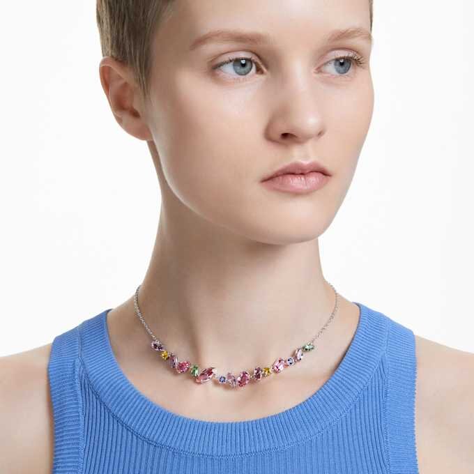 Collar Gema con cortes variados, multicolor, chapado en rodio Collar Gema con cortes variados, multicolor, chapado en rodio