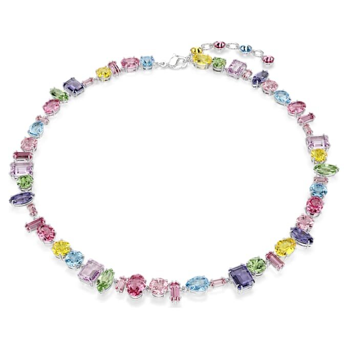 Collar Gema con cortes variados, multicolor, chapado en rodio Collar Gema con cortes variados, multicolor, chapado en rodio