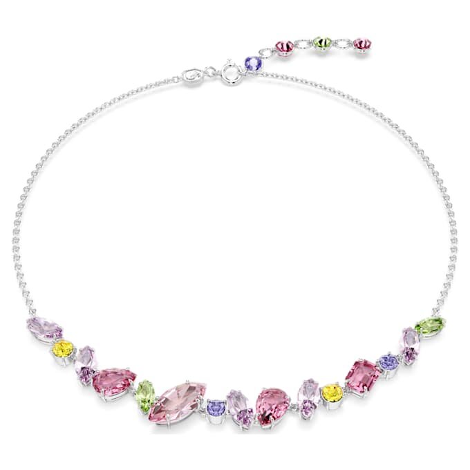 Collar Gema con cortes variados, multicolor, chapado en rodio Collar Gema con cortes variados, multicolor, chapado en rodio