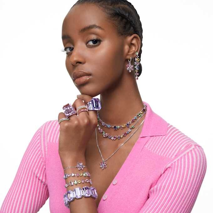 Collar Gema con cortes variados, multicolor, chapado en rodio Collar Gema con cortes variados, multicolor, chapado en rodio
