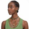 Collar Gema con cortes variados, verde, chapado en tono dorado Collar Gema con cortes variados, verde, chapado en tono dorado