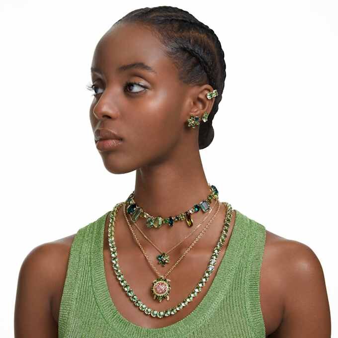 Collar Gema con cortes variados, verde, chapado en tono dorado Collar Gema con cortes variados, verde, chapado en tono dorado