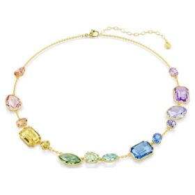 Collar Gema de cortes variados, multicolor, chapado en tono dorado