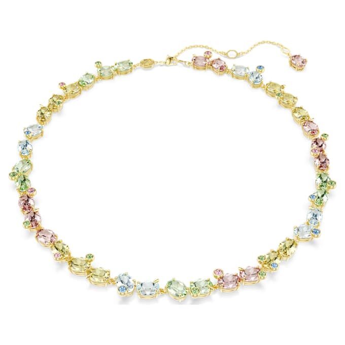 Collar Gema Tennis con cortes variados, multicolor, chapado en tono dorado Collar Gema Tennis con cortes variados, multicolor, chapado en tono dorado