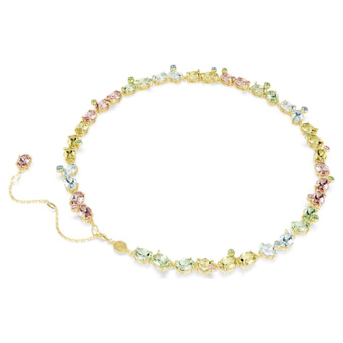 Collar Gema Tennis con cortes variados, multicolor, chapado en tono dorado Collar Gema Tennis con cortes variados, multicolor, chapado en tono dorado
