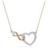 Collar Hyperbola con símbolo de Infinity y corazón, blanco, acabado en metales mixtos