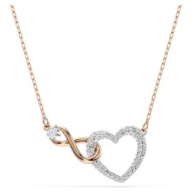 Collar Hyperbola con símbolo de Infinity y corazón, blanco, acabado en metales mixtos