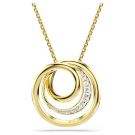 Collar Hyperbola, corte redondo, blanco, chapado en tono dorado
