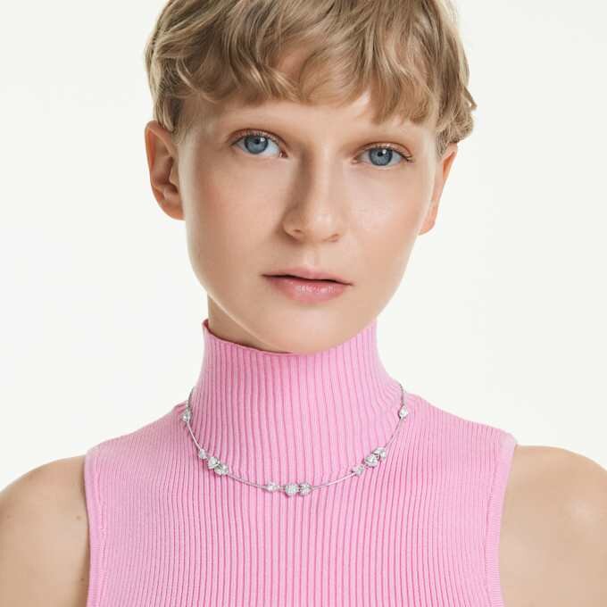 Collar Idyllia con corazón y flecha, blanco, chapado en rodio Collar Idyllia con corazón y flecha, blanco, chapado en rodio