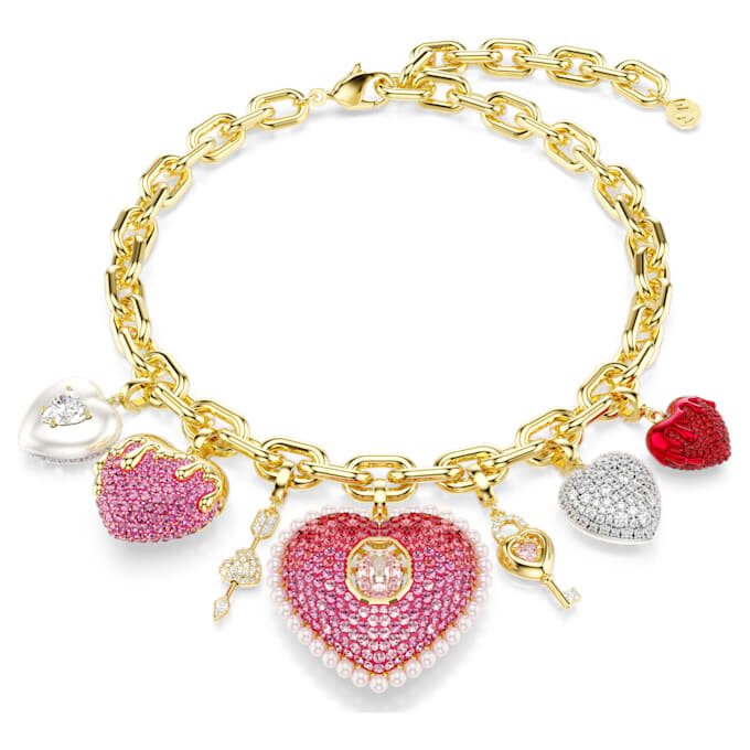 Collar Idyllia con cortes variados, corazón, llave, multicolor, chapado en tono dorado Collar Idyllia con cortes variados, corazón, llave, multicolor, chapado en tono dorado