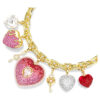 Collar Idyllia con cortes variados, corazón, llave, multicolor, chapado en tono dorado Collar Idyllia con cortes variados, corazón, llave, multicolor, chapado en tono dorado