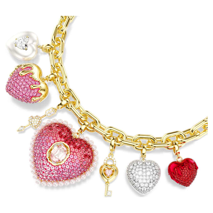 Collar Idyllia con cortes variados, corazón, llave, multicolor, chapado en tono dorado Collar Idyllia con cortes variados, corazón, llave, multicolor, chapado en tono dorado