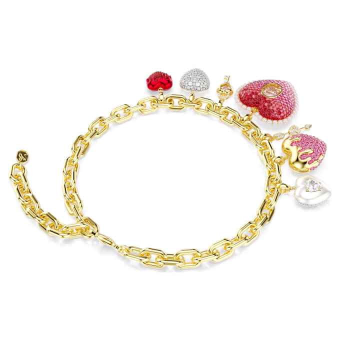 Collar Idyllia con cortes variados, corazón, llave, multicolor, chapado en tono dorado Collar Idyllia con cortes variados, corazón, llave, multicolor, chapado en tono dorado