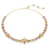 Collar Idyllia con cortes variados, flor, multicolor, chapado en tono dorado Collar Idyllia con cortes variados, flor, multicolor, chapado en tono dorado