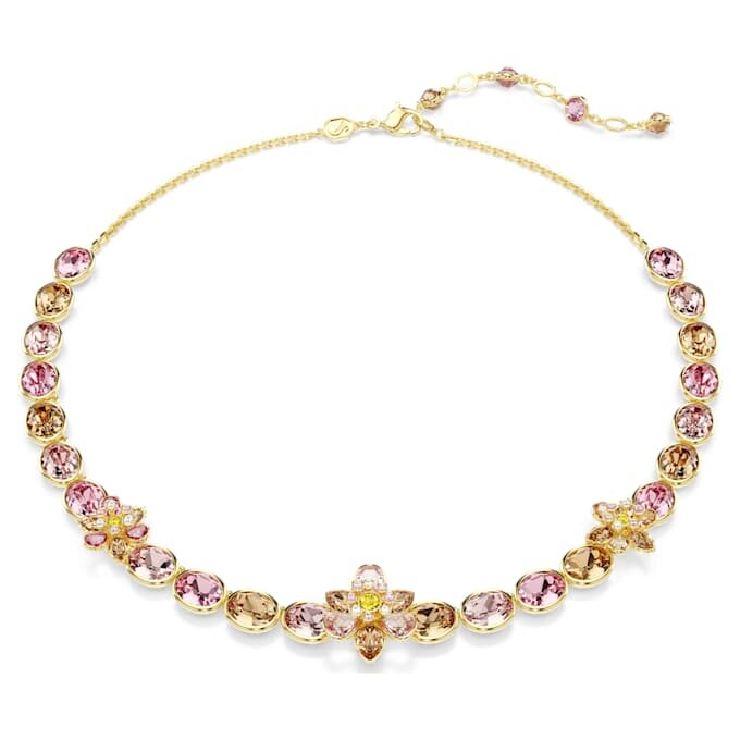 Collar Idyllia con cortes variados, flor, multicolor, chapado en tono dorado Collar Idyllia con cortes variados, flor, multicolor, chapado en tono dorado