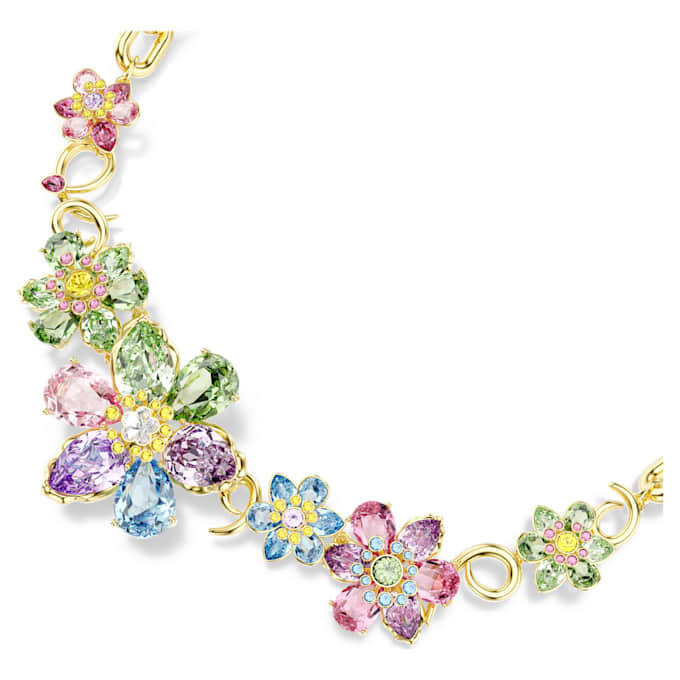 Collar Idyllia con cortes variados, flor, multicolor, chapado en tono dorado Collar Idyllia con cortes variados, flor, multicolor, chapado en tono dorado