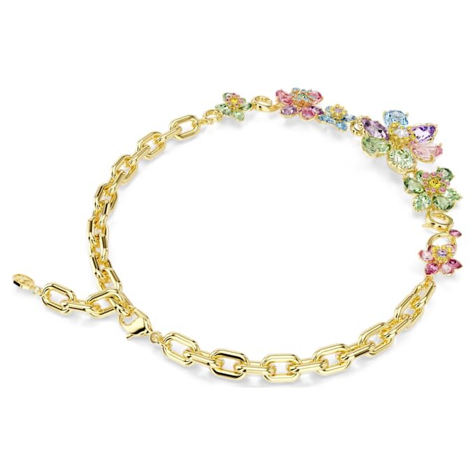 Collar Idyllia con cortes variados, flor, multicolor, chapado en tono dorado Collar Idyllia con cortes variados, flor, multicolor, chapado en tono dorado