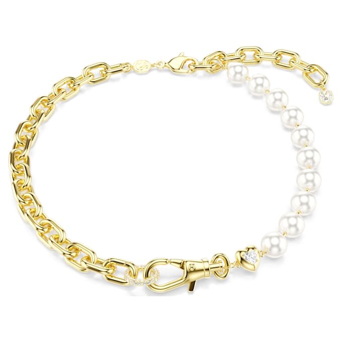 Collar Idyllia con perlas de cristal, blanco, chapado en oro Collar Idyllia con perlas de cristal, blanco, chapado en oro