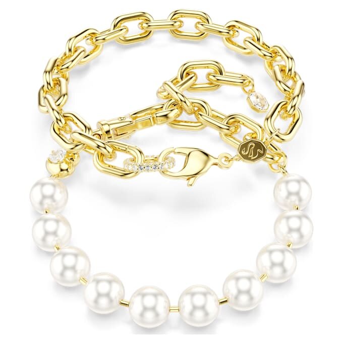 Collar Idyllia con perlas de cristal, blanco, chapado en oro Collar Idyllia con perlas de cristal, blanco, chapado en oro