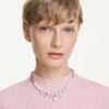 Collar Idyllia con perlas de cristal, cortes variados, blanco, chapado en rodio Collar Idyllia con perlas de cristal, cortes variados, blanco, chapado en rodio
