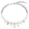 Collar Idyllia con perlas de cristal, cortes variados, blanco, chapado en rodio Collar Idyllia con perlas de cristal, cortes variados, blanco, chapado en rodio