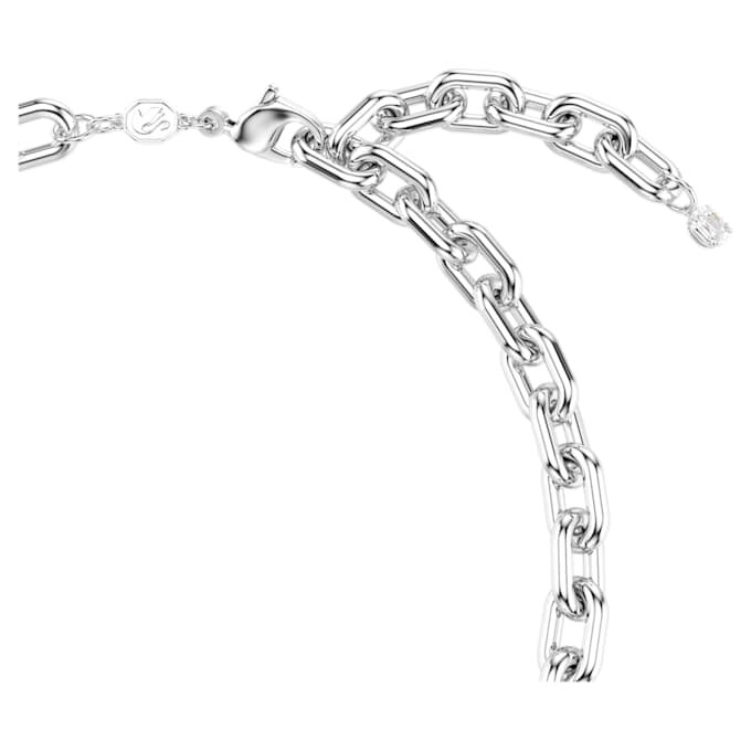 Collar Idyllia con perlas de cristal, cortes variados, blanco, chapado en rodio Collar Idyllia con perlas de cristal, cortes variados, blanco, chapado en rodio