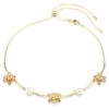 Collar Idyllia con perlas de cristal, cortes variados, motivos florales, multicolor, chapado en tono dorado Collar Idyllia con perlas de cristal, cortes variados, motivos florales, multicolor, chapado en tono dorado
