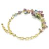 Collar Idyllia: cortes variados, pavé, flor, multicolor, chapado en oro
