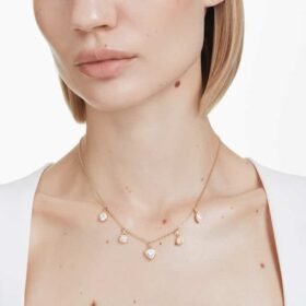 Collar Imber con cortes variados, blanco, chapado en tono dorado