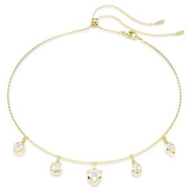 Collar Imber con cortes variados, blanco, chapado en tono dorado
