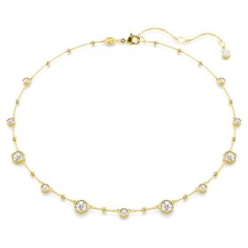 Collar Imber de corte redondo, diseño disperso, blanco, chapado en tono dorado Collar Imber de corte redondo, diseño disperso, blanco, chapado en tono dorado