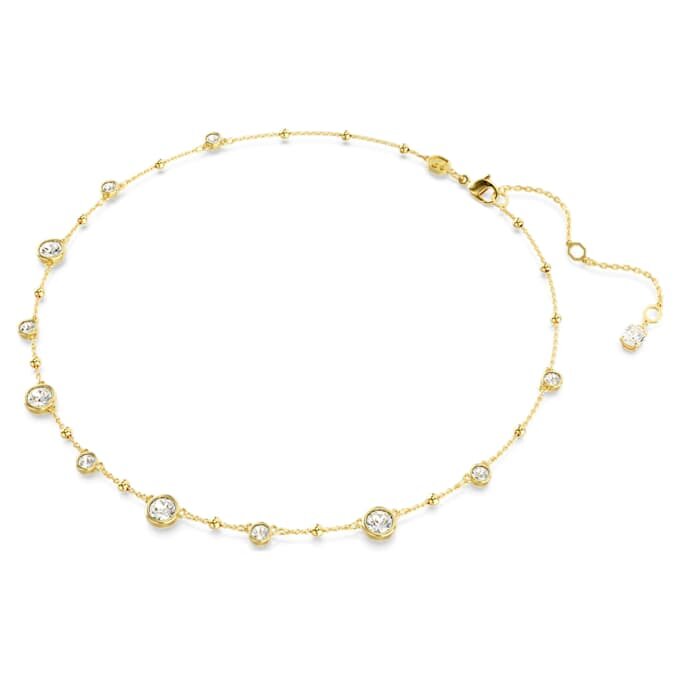 Collar Imber de corte redondo, diseño disperso, blanco, chapado en tono dorado Collar Imber de corte redondo, diseño disperso, blanco, chapado en tono dorado