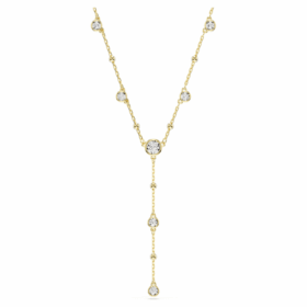 Collar Imber Y de corte redondo, blanco, chapado en tono dorado