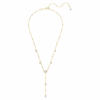 Collar Imber Y de corte redondo, blanco, chapado en tono dorado Collar Imber Y de corte redondo, blanco, chapado en tono dorado