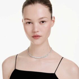 Collar Matrix con corte baguette, blanco, chapado en rodio Collar Matrix con corte baguette, blanco, chapado en rodio