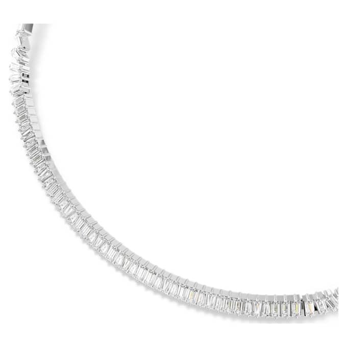Collar Matrix con corte baguette, blanco, chapado en rodio Collar Matrix con corte baguette, blanco, chapado en rodio