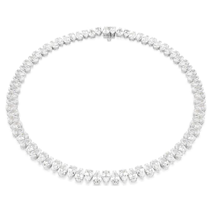 Collar Matrix Tennis con corte en pera, blanco, chapado en rodio Collar Matrix Tennis con corte en pera, blanco, chapado en rodio
