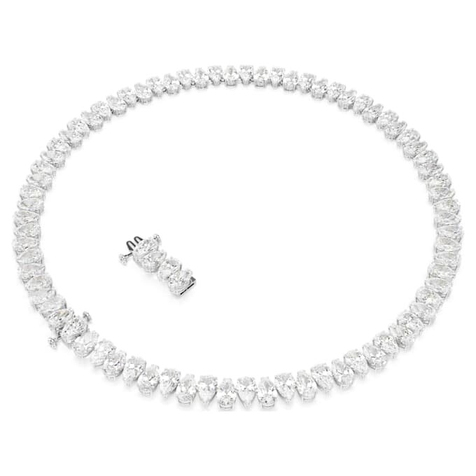 Collar Matrix Tennis con corte en pera, blanco, chapado en rodio Collar Matrix Tennis con corte en pera, blanco, chapado en rodio