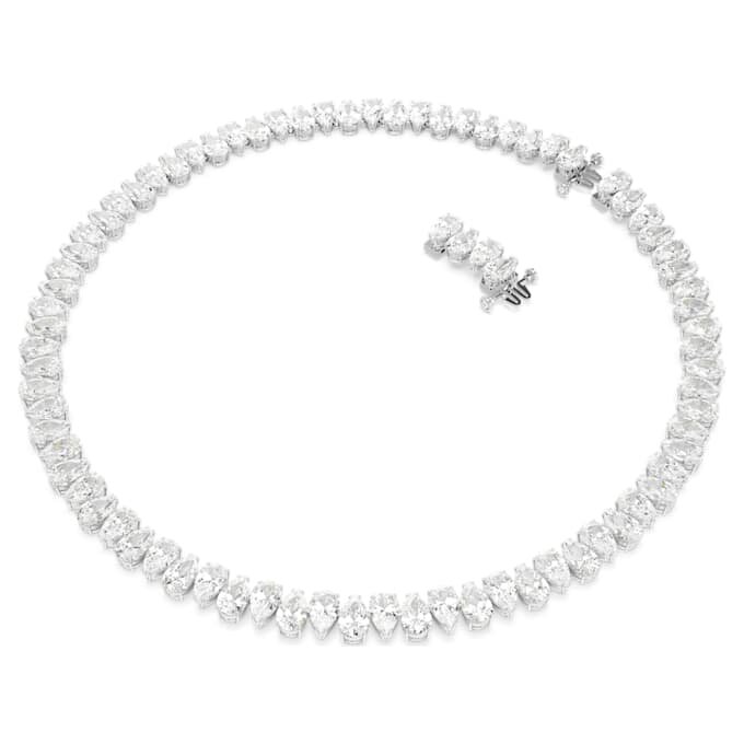 Collar Matrix Tennis con corte en pera, blanco, chapado en rodio Collar Matrix Tennis con corte en pera, blanco, chapado en rodio